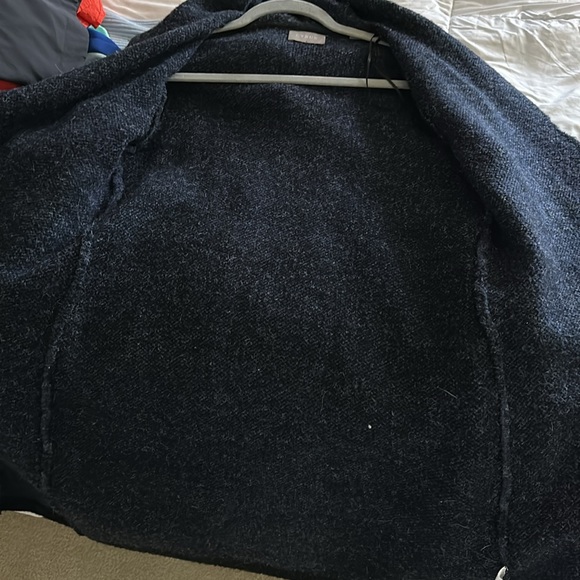 Black and blue sweater coat with hood - Picture 5 of 7